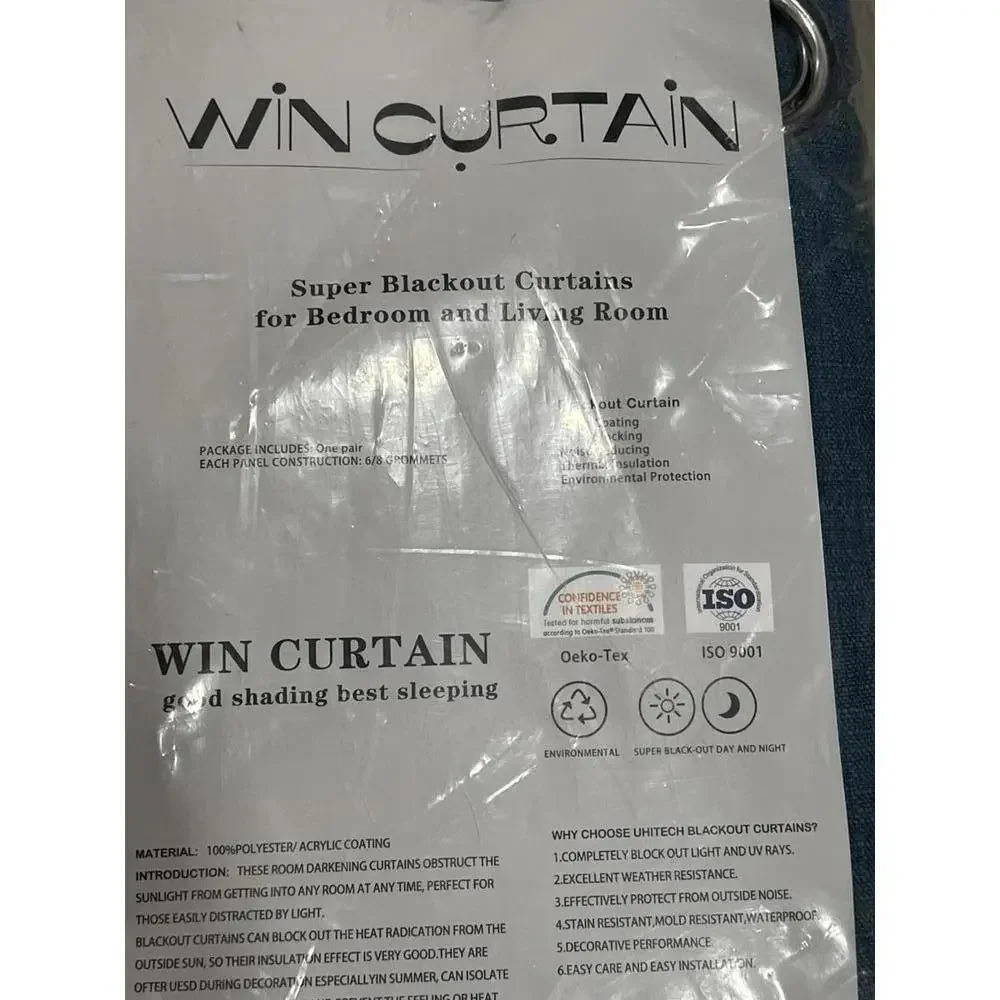 new win curtain sedona blackout luxury linen in blue 2 panels
